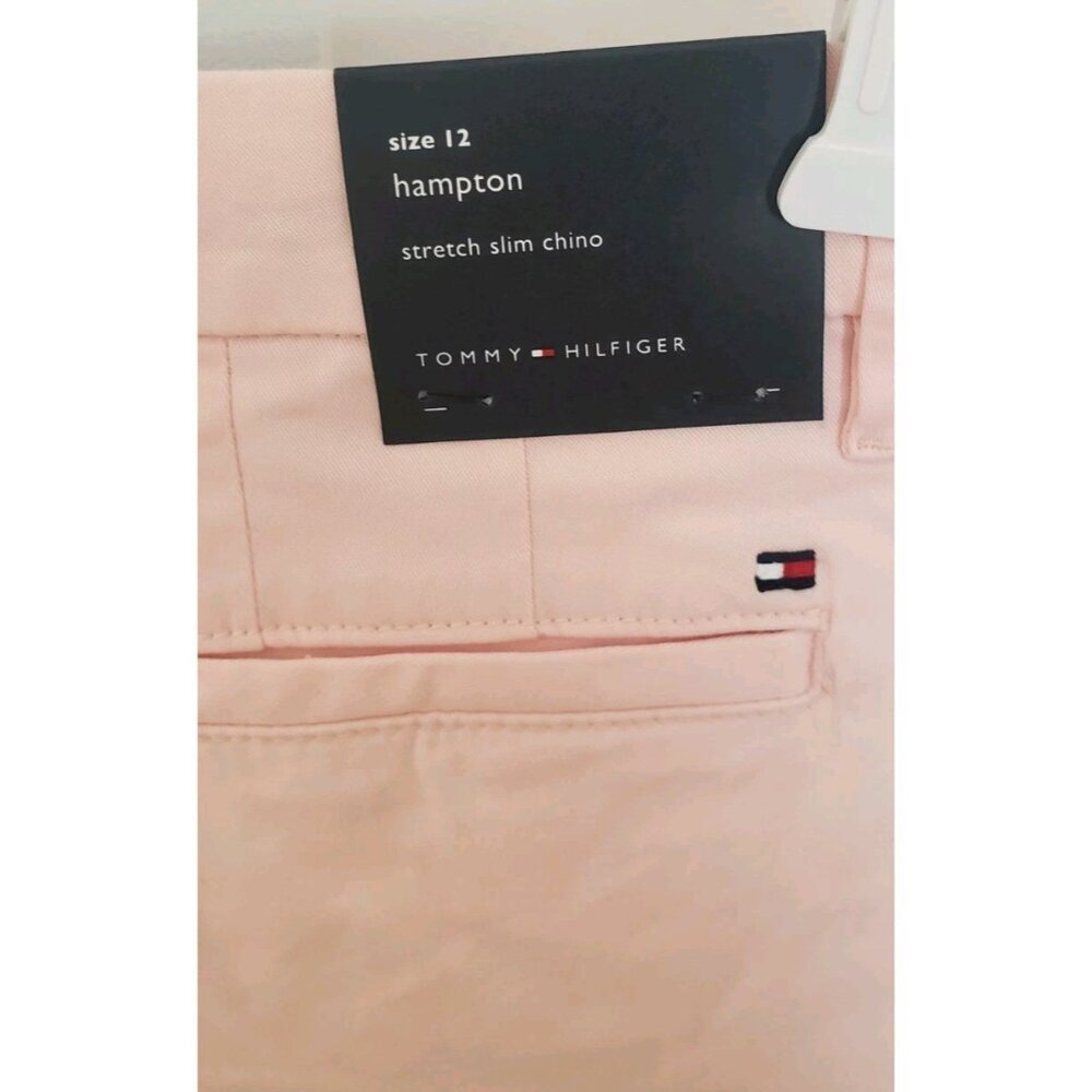 NWT TOMMY HILFIGER CUFFED HAMPTON CHINO STRETCH SLIM PANTS PINK SZ 12 - Picture 7 of 10